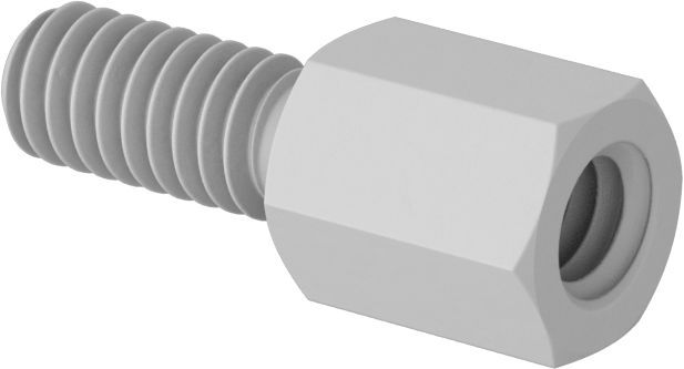 Erkek-Dişi Dişli Altıgen Ara Parça, Naylon 6/6, 1/4" Altıgen Boyutu, 5/16" Uzunluk, 8-32 ila 8-32 Boyutlu Diş