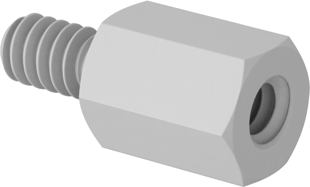 Erkek-Dişi Dişli Altıgen Ara Parça, Naylon 6/6, 1/4" Altıgen Boyutu, 11/32" Uzunluk, 6-32 - 6-32 Boyutlu Diş