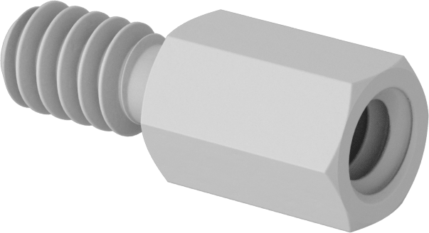 Erkek-Dişi Dişli Altıgen Ara Parça, Naylon 6/6, 3/16" Altıgen Boyut, 9/32" Uzunluk, 6-32 - 6-32 Boyutlu Diş