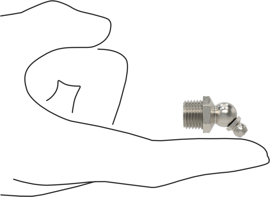 303 Paslanmaz Çelik Gres Bağlantı Parçası, 45 Derece Açı, 1/4"-19 BSPT Erkek, 28,2 mm Toplam Yükseklik