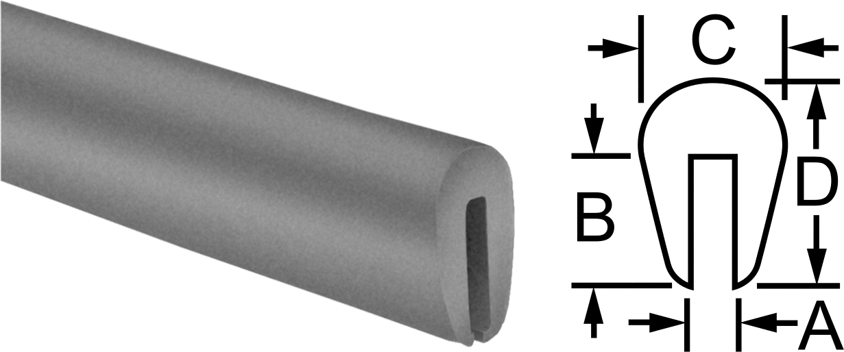 SBR Çıtası, 1/16“ Genişlik x 7/16” İç Yükseklik, 2-1/2 Fit Uzunluk