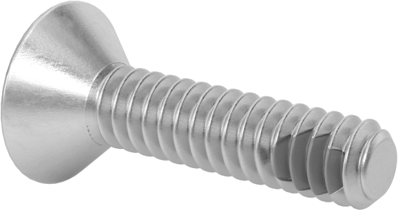 Diş Kilitlemeli Paslanmaz Çelik Altıgen Tahrikli Düz Başlı Vidalar, 4-40 Diş, 1/2" Uzunluk