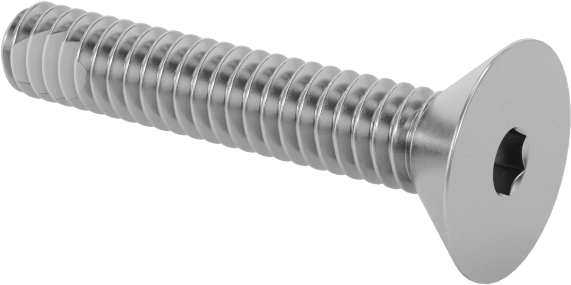 Diş Kilitlemeli Paslanmaz Çelik Altıgen Tahrikli Düz Başlı Vidalar, 2-56 Diş, 1/2" Uzunluk