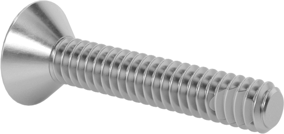 Diş Kilitlemeli Paslanmaz Çelik Altıgen Tahrikli Düz Başlı Vidalar, 2-56 Diş, 1/2" Uzunluk