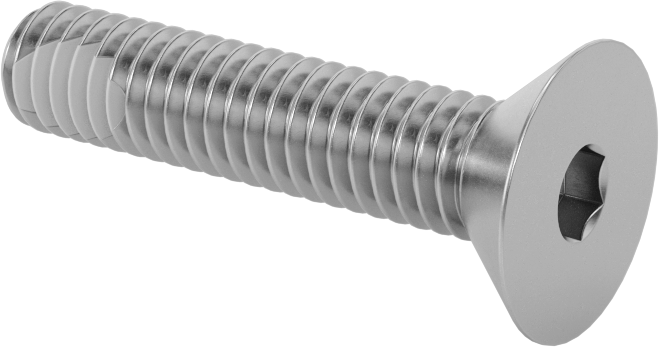 Diş Kilitlemeli Paslanmaz Çelik Altıgen Tahrikli Düz Başlı Vidalar, 5/16"-18 Diş, 1-1/2" Uzunluk