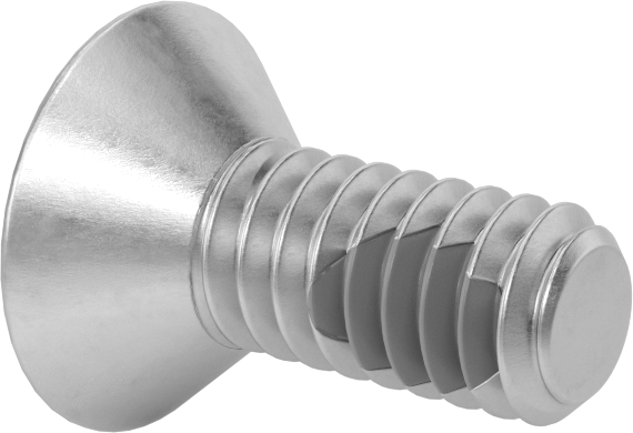 Diş Kilitlemeli Paslanmaz Çelik Altıgen Tahrikli Düz Başlı Vidalar, 1/4"-20 Diş, 5/8" Uzunluk
