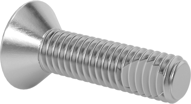 Diş Kilitlemeli Paslanmaz Çelik Altıgen Tahrikli Düz Başlı Vidalar, 3/8"-16 Diş, 1-1/2" Uzunluk