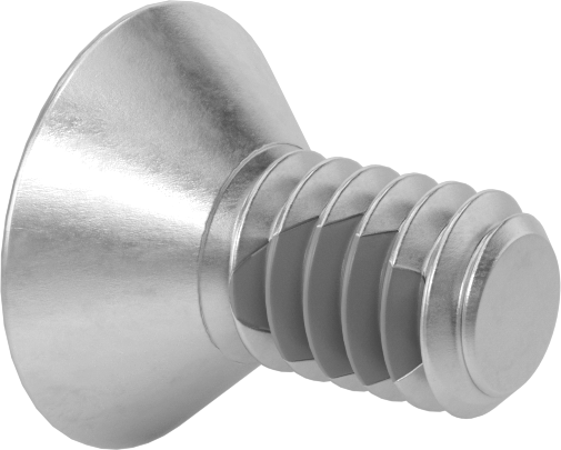 Diş Kilitlemeli Paslanmaz Çelik Altıgen Tahrikli Düz Başlı Vidalar, 1/4"-20 Diş, 1/2" Uzunluk