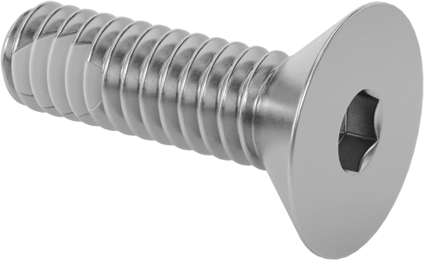 Diş Kilitlemeli Paslanmaz Çelik Altıgen Tahrikli Düz Başlı Vidalar, 1/4"-20 Diş, 7/8" Uzunluk