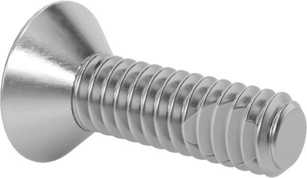 Diş Kilitlemeli Paslanmaz Çelik Altıgen Tahrikli Düz Başlı Vidalar, 1/4"-20 Diş, 7/8" Uzunluk