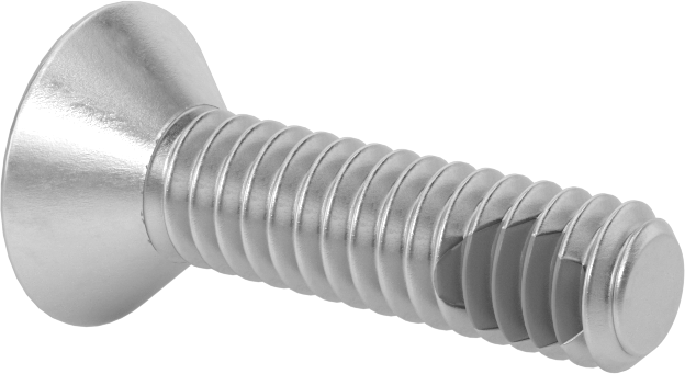 Diş Kilitlemeli Paslanmaz Çelik Altıgen Tahrikli Düz Başlı Vidalar, 1/4"-20 Diş, 1" Uzunluk