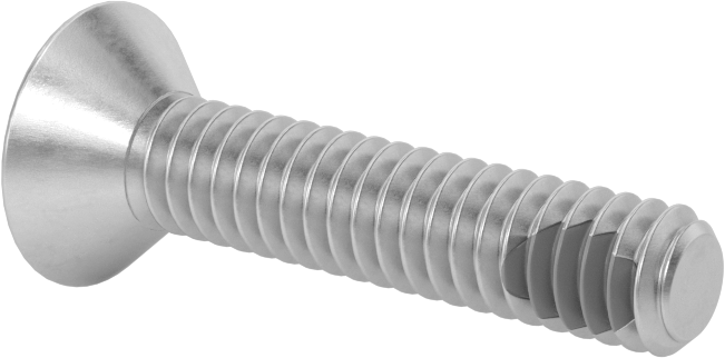 Diş Kilitlemeli Paslanmaz Çelik Altıgen Tahrikli Düz Başlı Vidalar, 1/4"-20 Diş, 1-1/4" Uzunluk