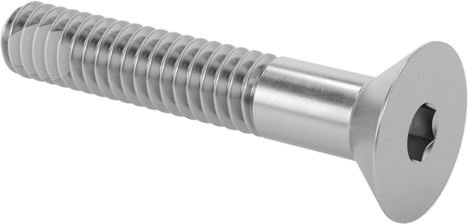 Diş Kilitlemeli Paslanmaz Çelik Altıgen Tahrikli Düz Başlı Vidalar, 1/4"-20 Diş, 1-1/2" Uzunluk