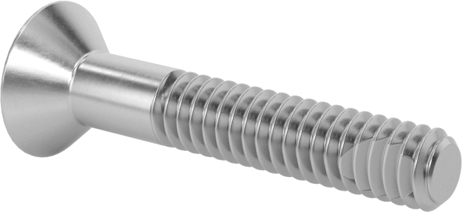 Diş Kilitlemeli Paslanmaz Çelik Altıgen Tahrikli Düz Başlı Vidalar, 1/4"-20 Diş, 1-1/2" Uzunluk