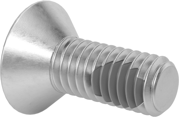 Diş Kilitlemeli Paslanmaz Çelik Altıgen Tahrikli Düz Başlı Vidalar, 3/8"-16 Diş, 1" Uzunluk