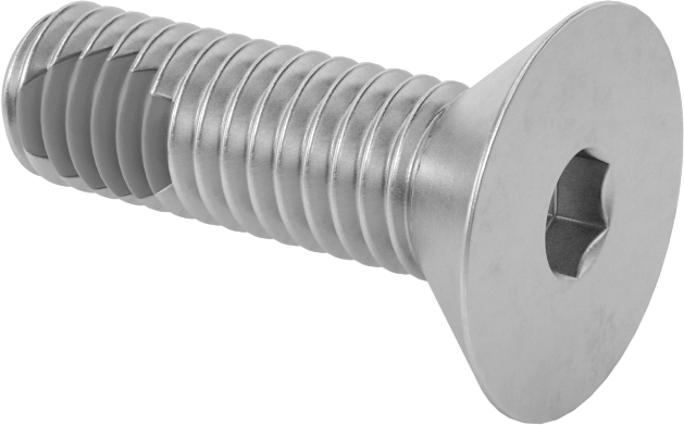 Diş Kilitlemeli Paslanmaz Çelik Altıgen Tahrikli Düz Başlı Vidalar, 3/8"-16 Diş, 1-1/4" Uzunluk