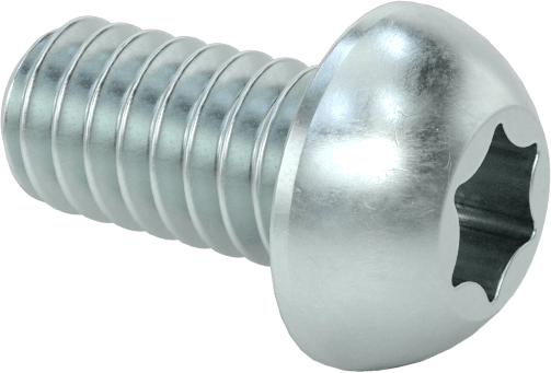 Çinko Kaplı Çelik Düğme Başlı Torx Vidaları, Sınıf 8.8, M2 x 0,4 mm Diş, 4 mm Uzunluk