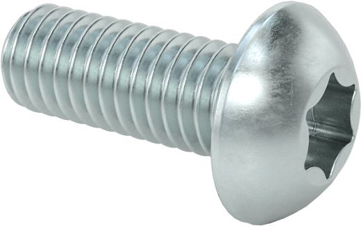 Çinko Kaplı Çelik Düğme Başlı Torx Vidaları, Sınıf 8.8, M3 x 0,5 mm Dişli, 8 mm Uzunluk