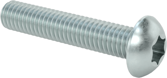 Çinko Kaplı Çelik Düğme Başlı Torx Vidaları, Sınıf 8.8, M3 x 0,5 mm Dişli, 16 mm Uzunluk