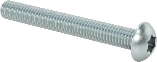 Çinko Kaplı Çelik Düğme Başlı Torx Vidaları, Sınıf 8.8, M3 x 0,5 mm Dişli, 25 mm Uzunluk