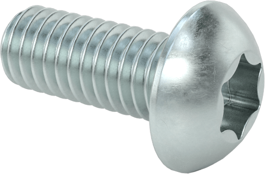 Çinko Kaplı Çelik Düğme Başlı Torx Vidaları, Sınıf 8.8, M4 x 0,7 mm Diş, 10 mm Uzunluk