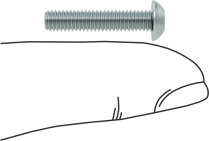Çinko Kaplı Çelik Düğme Başlı Torx Vidaları, Sınıf 8.8, M4 x 0,7 mm Diş, 20 mm Uzunluk