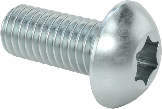 Çinko Kaplı Çelik Düğme Başlı Torx Vidaları, Sınıf 8.8, M5 x 0,8 mm Diş, 12 mm Uzunluk