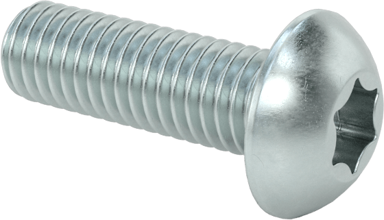 Çinko Kaplı Çelik Düğme Başlı Torx Vidaları, Sınıf 8.8, M5 x 0,8 mm Diş, 16 mm Uzunluk