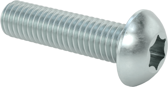 Çinko Kaplı Çelik Düğme Başlı Torx Vidaları, Sınıf 8.8, M5 x 0,8 mm Diş, 20 mm Uzunluk