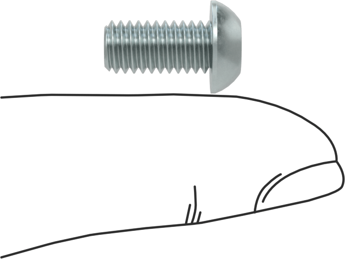 Çinko Kaplı Çelik Düğme Başlı Torx Vidaları, Sınıf 8.8, M6 x 1 mm Diş, 12 mm Uzunluk