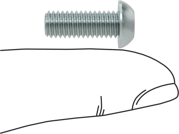 Çinko Kaplı Çelik Düğme Başlı Torx Vidaları, Sınıf 8.8, M6 x 1 mm Diş, 16 mm Uzunluk