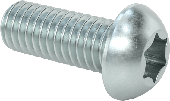 Çinko Kaplı Çelik Düğme Başlı Torx Vidaları, Sınıf 8.8, M6 x 1 mm Diş, 16 mm Uzunluk