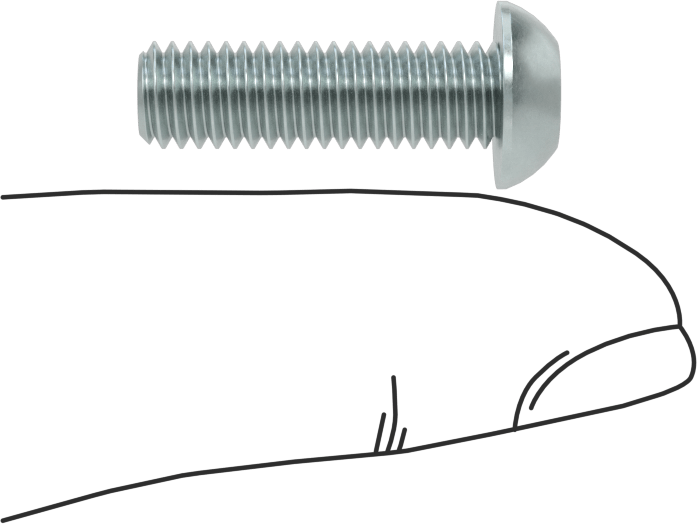 Çinko Kaplı Çelik Düğme Başlı Torx Vidaları, Sınıf 8.8, M6 x 1 mm Diş, 20 mm Uzunluk