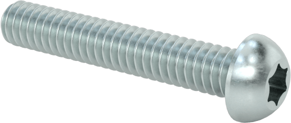 Çinko Kaplı Çelik Düğme Başlı Torx Vidaları, Sınıf 8.8, M2 x 0,4 mm Diş, 12 mm Uzunluk