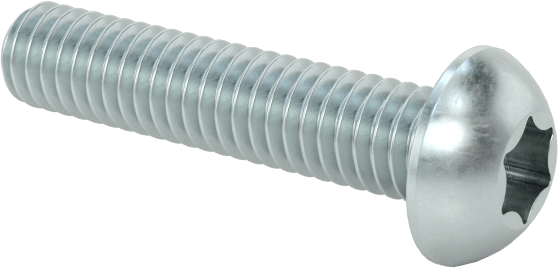 Çinko Kaplı Çelik Düğme Başlı Torx Vidaları, Sınıf 8.8, M2,5 x 0,45 mm Diş, 12 mm Uzunluk