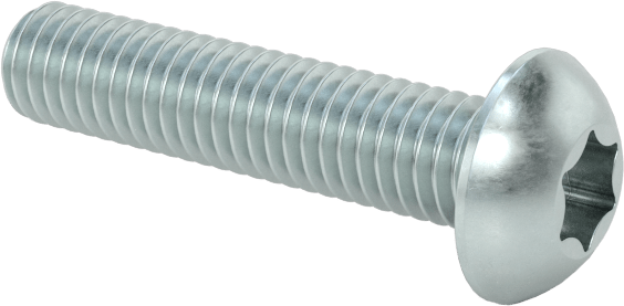 Çinko Kaplı Çelik Düğme Başlı Torx Vidaları, Sınıf 8.8, M3 x 0,5 mm Dişli, 14 mm uzunluk