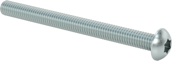Çinko Kaplı Çelik Düğme Başlı Torx Vidaları, Sınıf 8.8, M3 x 0,5 mm Dişli, 35 mm Uzunluk
