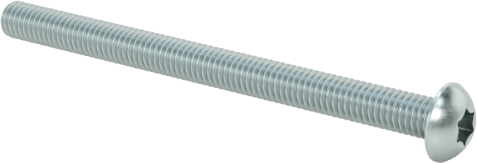 Çinko Kaplı Çelik Düğme Başlı Torx Vidaları, Sınıf 8.8, M3 x 0,5 mm Dişli, 40 mm Uzunluk
