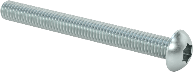 Çinko Kaplı Çelik Düğme Başlı Torx Vidaları, Sınıf 8.8, M4 x 0,7 mm Diş, 40 mm Uzunluk