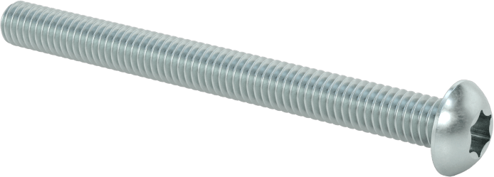 Çinko Kaplı Çelik Düğme Başlı Torx Vidaları, Sınıf 8.8, M4 x 0,7 mm Diş, 45 mm Uzunluk