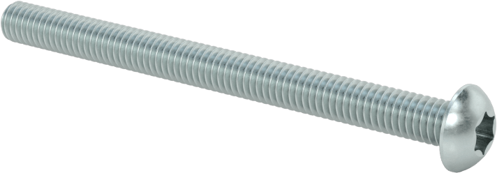 Çinko Kaplı Çelik Düğme Başlı Torx Vidaları, Sınıf 8.8, M4 x 0,7 mm Diş, 50 mm Uzunluk