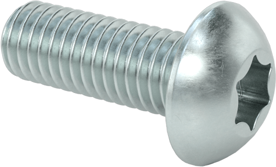 Çinko Kaplı Çelik Düğme Başlı Torx Vidaları, Sınıf 8.8, M5 x 0,8 mm Diş, 14 mm uzunluk