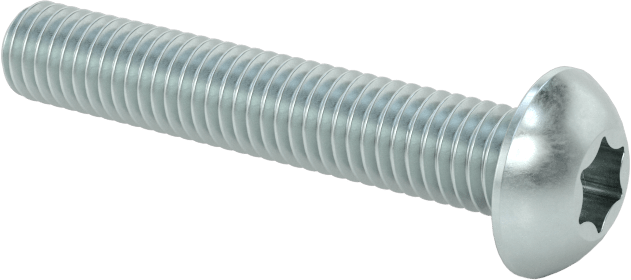 Çinko Kaplı Çelik Düğme Başlı Torx Vidaları, Sınıf 8.8, M5 x 0,8 mm Diş, 30 mm Uzunluk