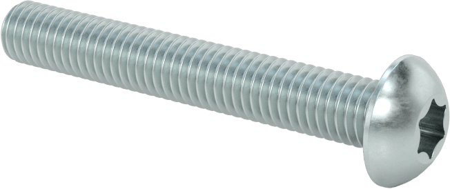 Çinko Kaplı Çelik Düğme Başlı Torx Vidaları, Sınıf 8.8, M5 x 0,8 mm Diş, 35 mm Uzunluk