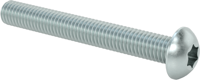 Çinko Kaplı Çelik Düğme Başlı Torx Vidaları, Sınıf 8.8, M5 x 0,8 mm Diş, 40 mm Uzunluk