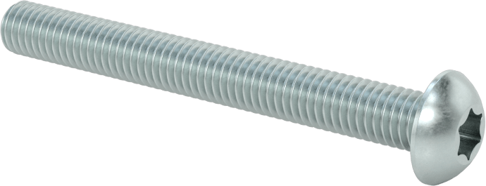 Çinko Kaplı Çelik Düğme Başlı Torx Vidaları, Sınıf 8.8, M5 x 0,8 mm Diş, 45 mm Uzunluk