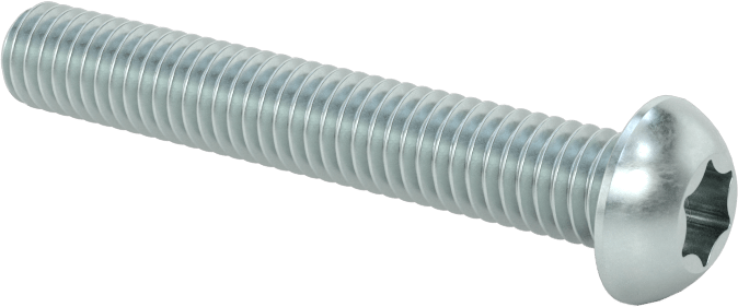 Çinko Kaplı Çelik Düğme Başlı Torx Vidaları, Sınıf 8.8, M6 x 1 mm Diş, 40 mm Uzunluk