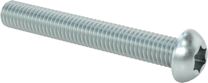 Çinko Kaplı Çelik Düğme Başlı Torx Vidaları, Sınıf 8.8, M6 x 1 mm Diş, 45 mm Uzunluk