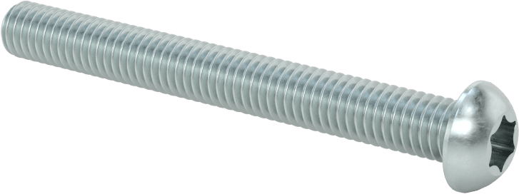 Çinko Kaplı Çelik Düğme Başlı Torx Vidaları, Sınıf 8.8, M6 x 1 mm Diş, 55 mm Uzunluk