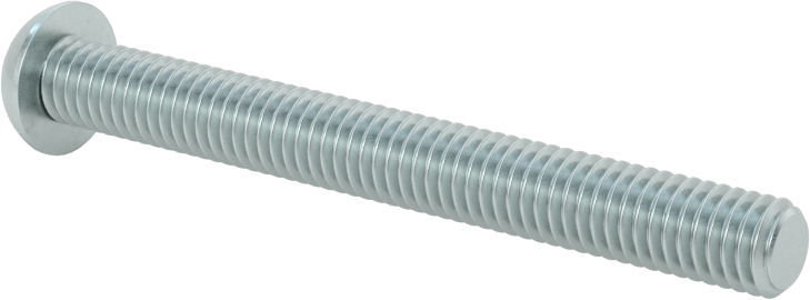Çinko Kaplı Çelik Düğme Başlı Torx Vidaları, Sınıf 8.8, M6 x 1 mm Diş, 55 mm Uzunluk